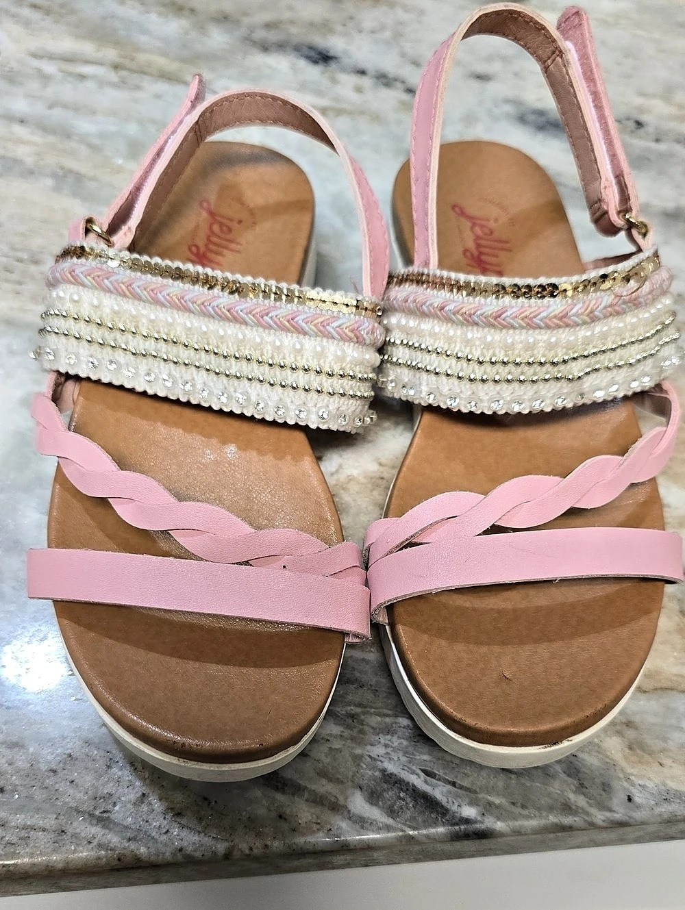 Jellypop Pink Embellished Platform Sandals